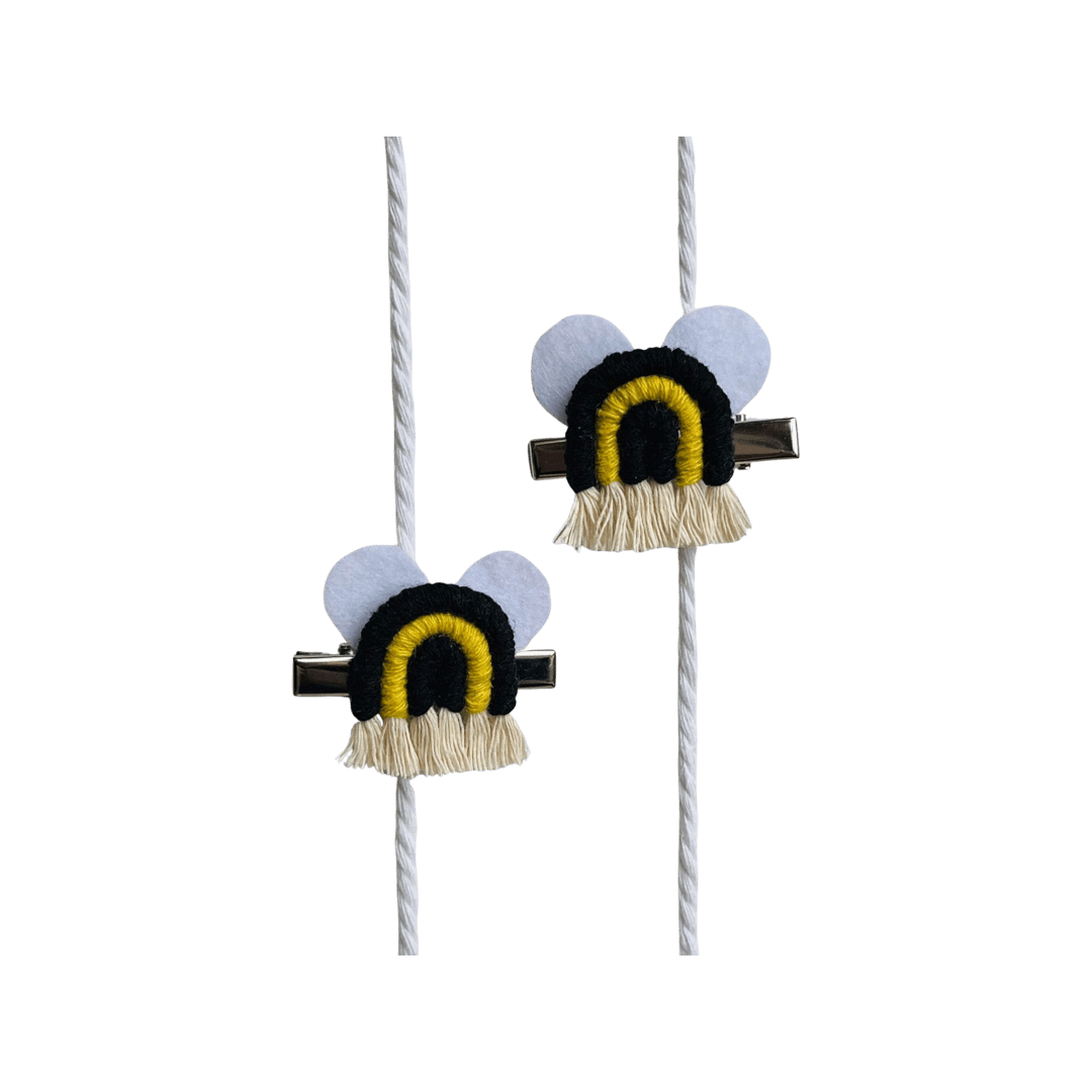 Macrame Bumble Bee Hairclips