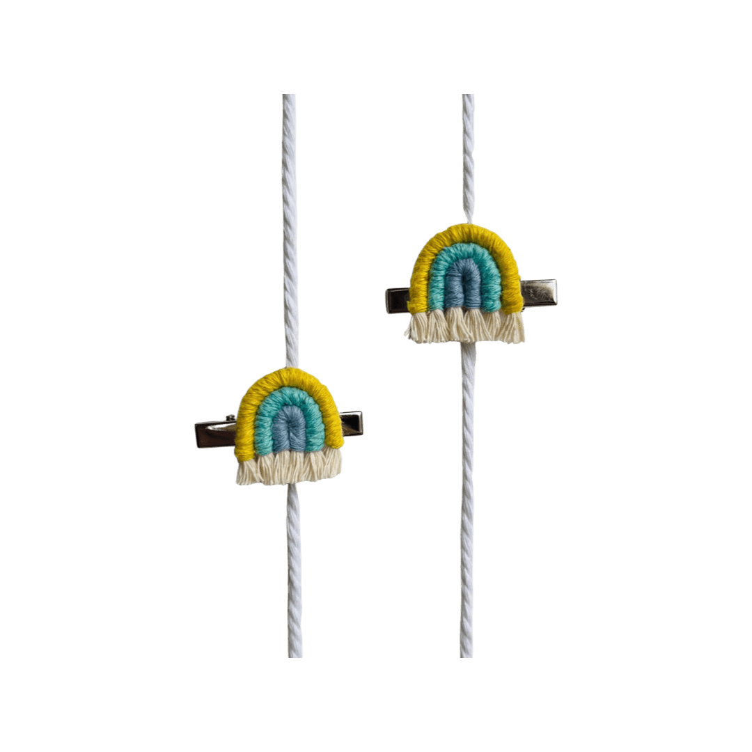 Macrame Rainbow hair clips