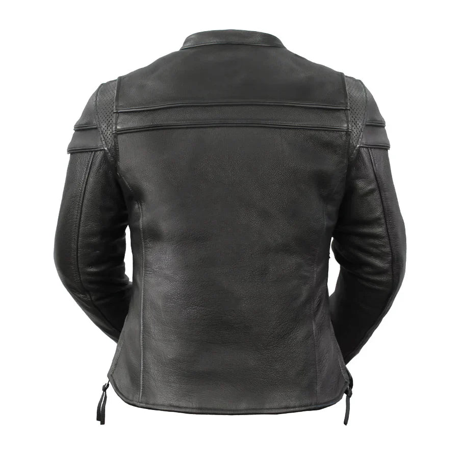 Women's Motorcycle Jacket. Vented Cowhide with Zip-Out Thermal Liner