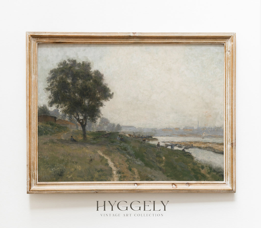 Estampe d'art vintage représentant un paysage couvert L0162