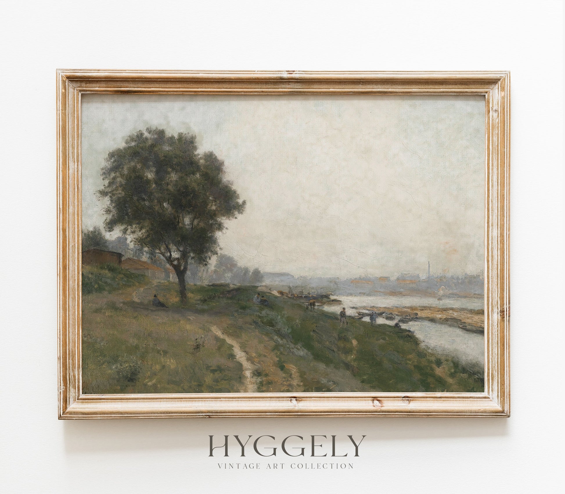 Estampe d'art vintage représentant un paysage couvert L0162