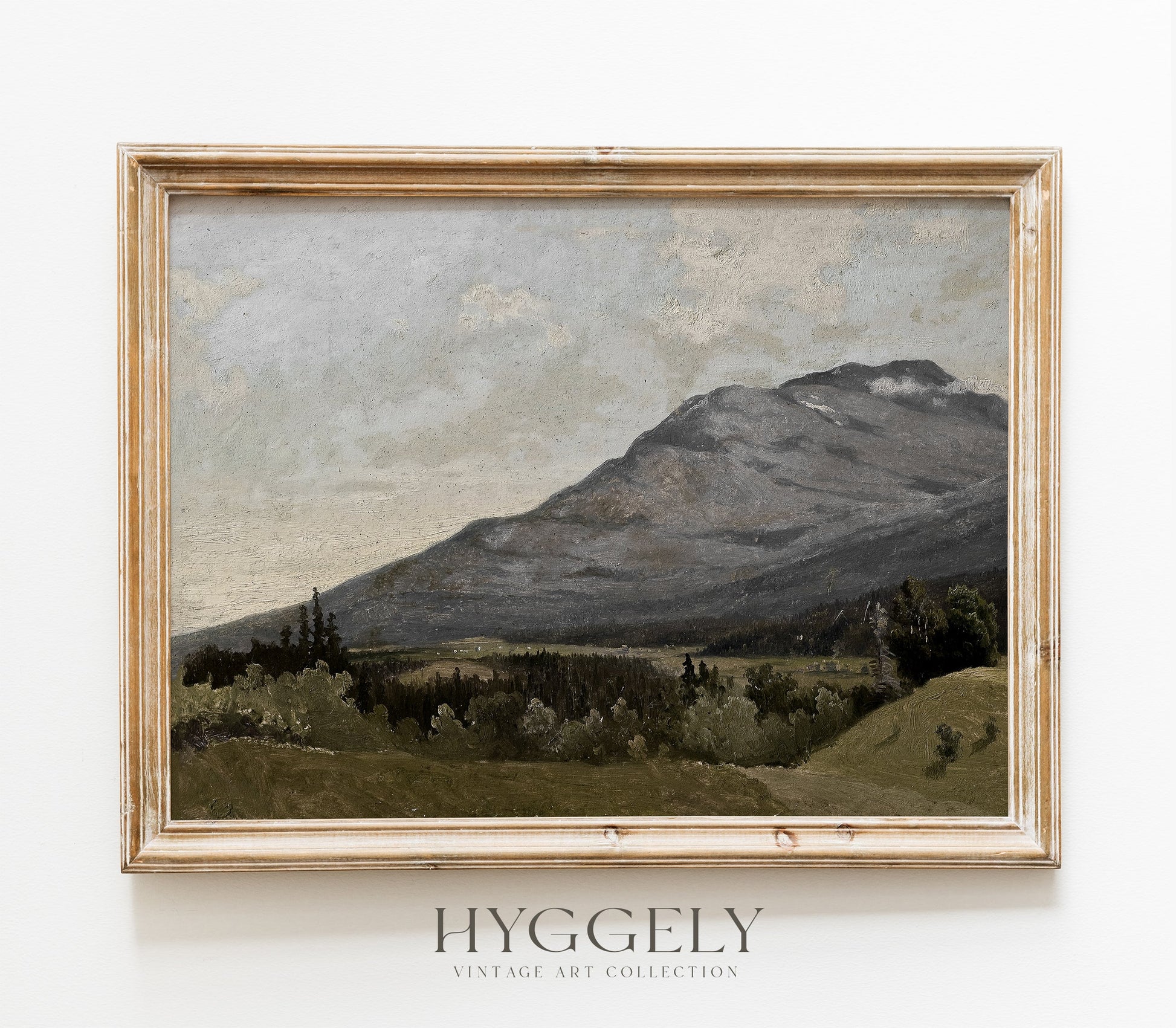 Tableau de montagne vintage aux tons doux | Reproduction d'art paysage L225