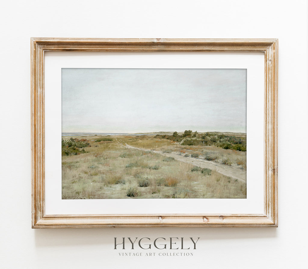 Estampe d'art vintage L0219 représentant un paysage printanier pastel dans un champ