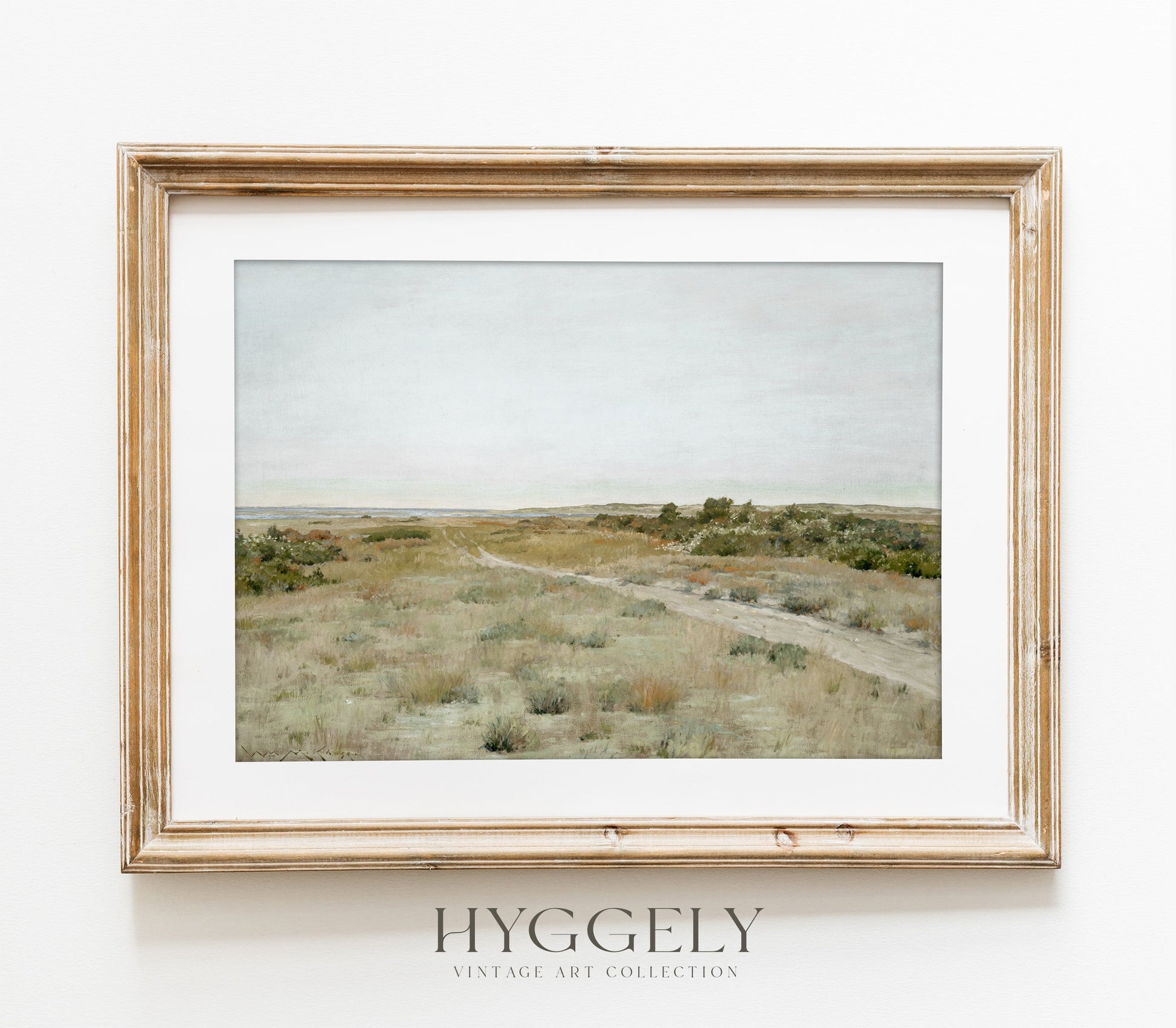 Estampe d'art vintage L0219 représentant un paysage printanier pastel dans un champ