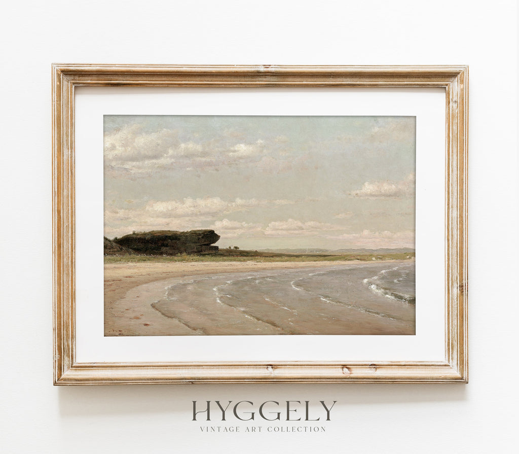 Estampe d'art vintage de paysage côtier pastel L0217