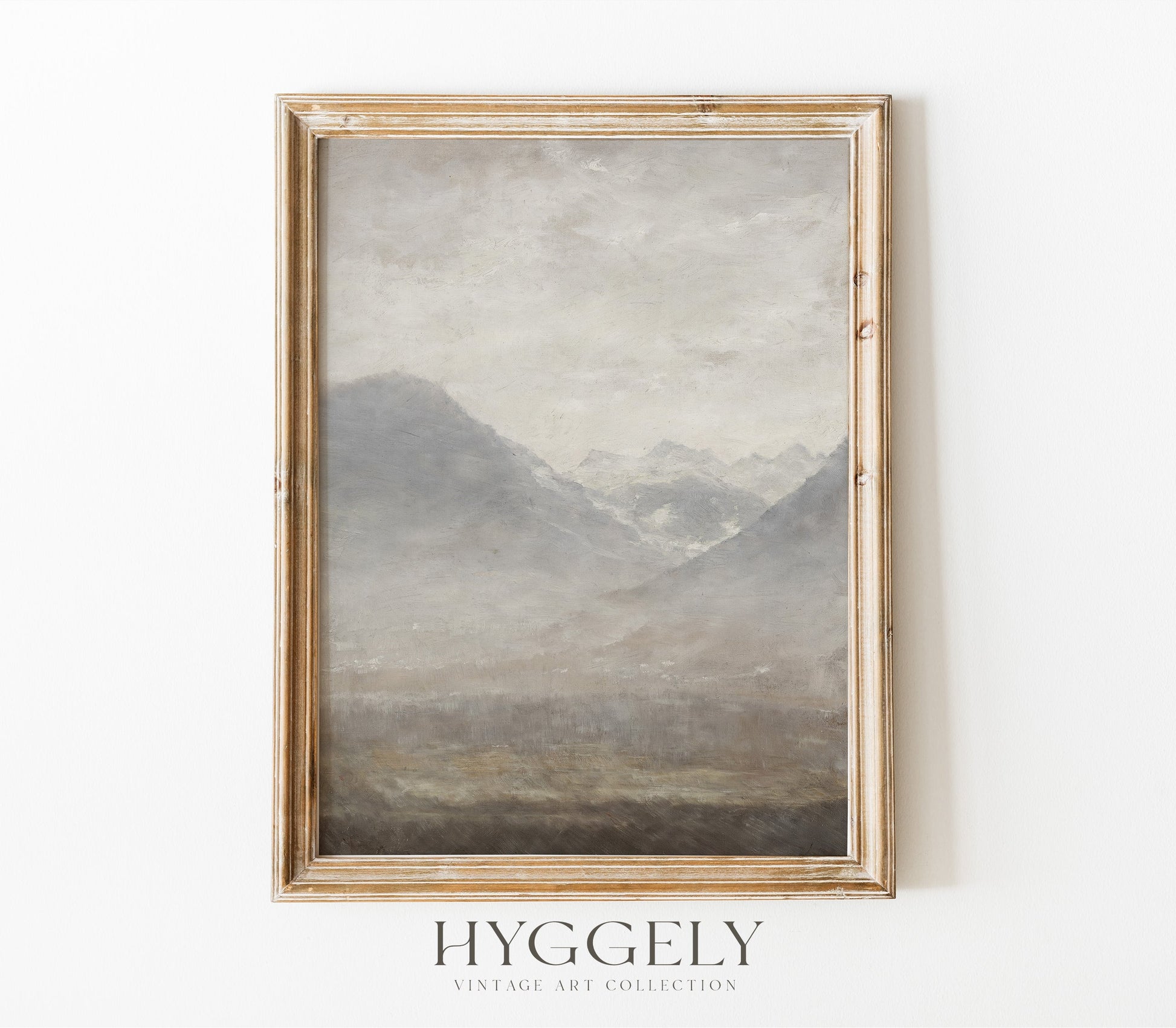 Estampe d'art paysage gris vintage L0200