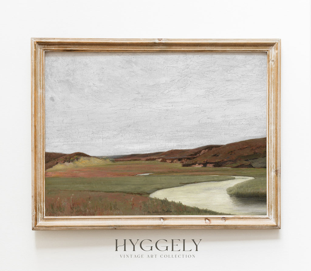 Estampe d'art vintage représentant un paysage couvert L0216