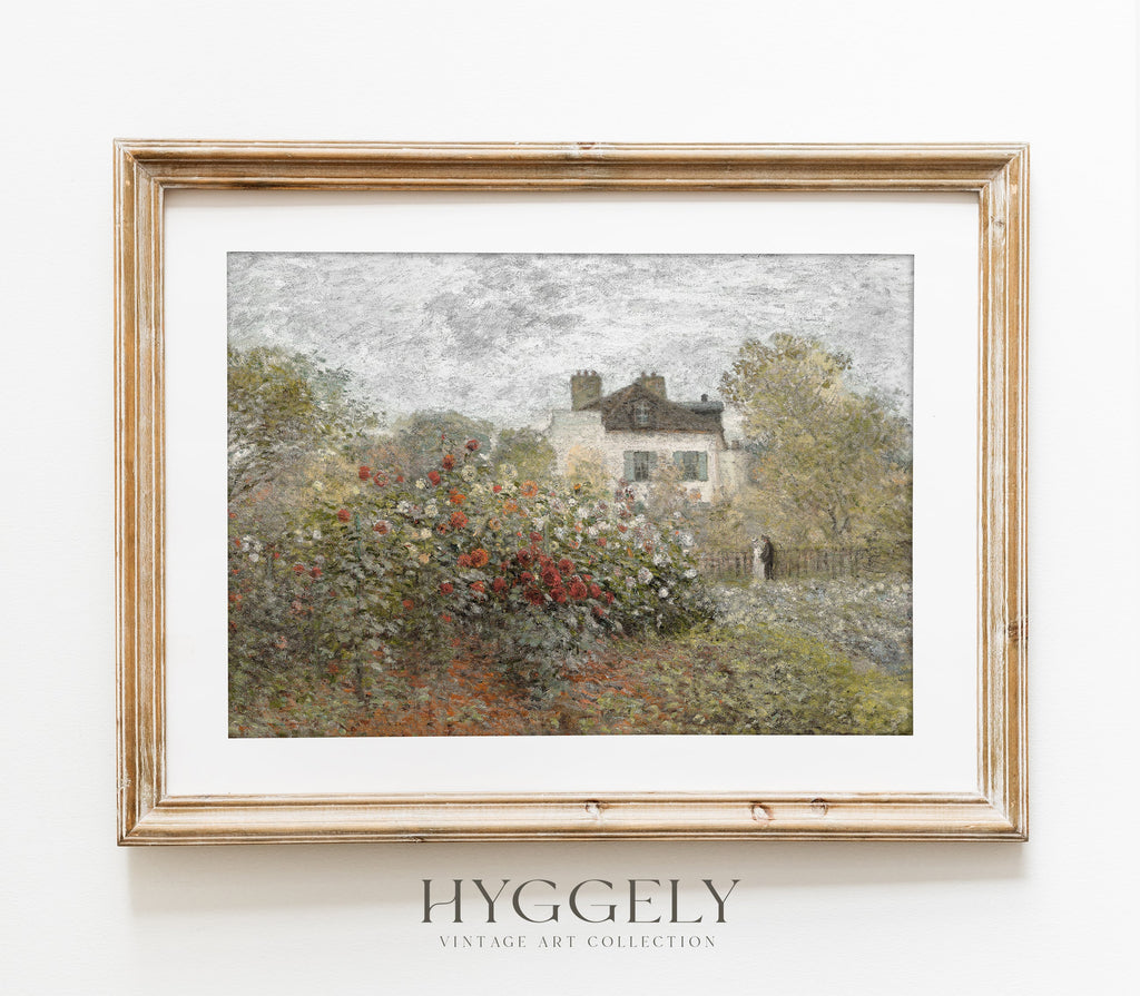 Peinture à l'huile florale champêtre | Reproduction d'art paysage aux tons doux L224