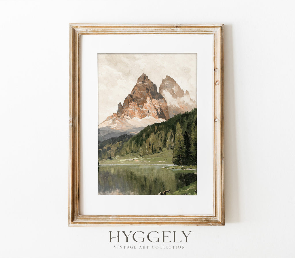 Estampe vintage de paysage de lac de montagne L0205