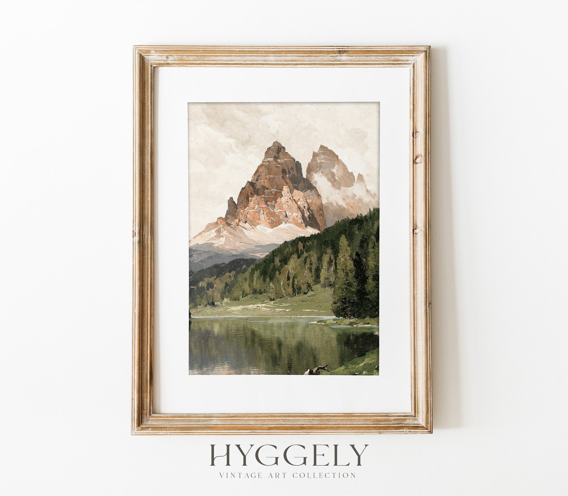 Estampe vintage de paysage de lac de montagne L0205