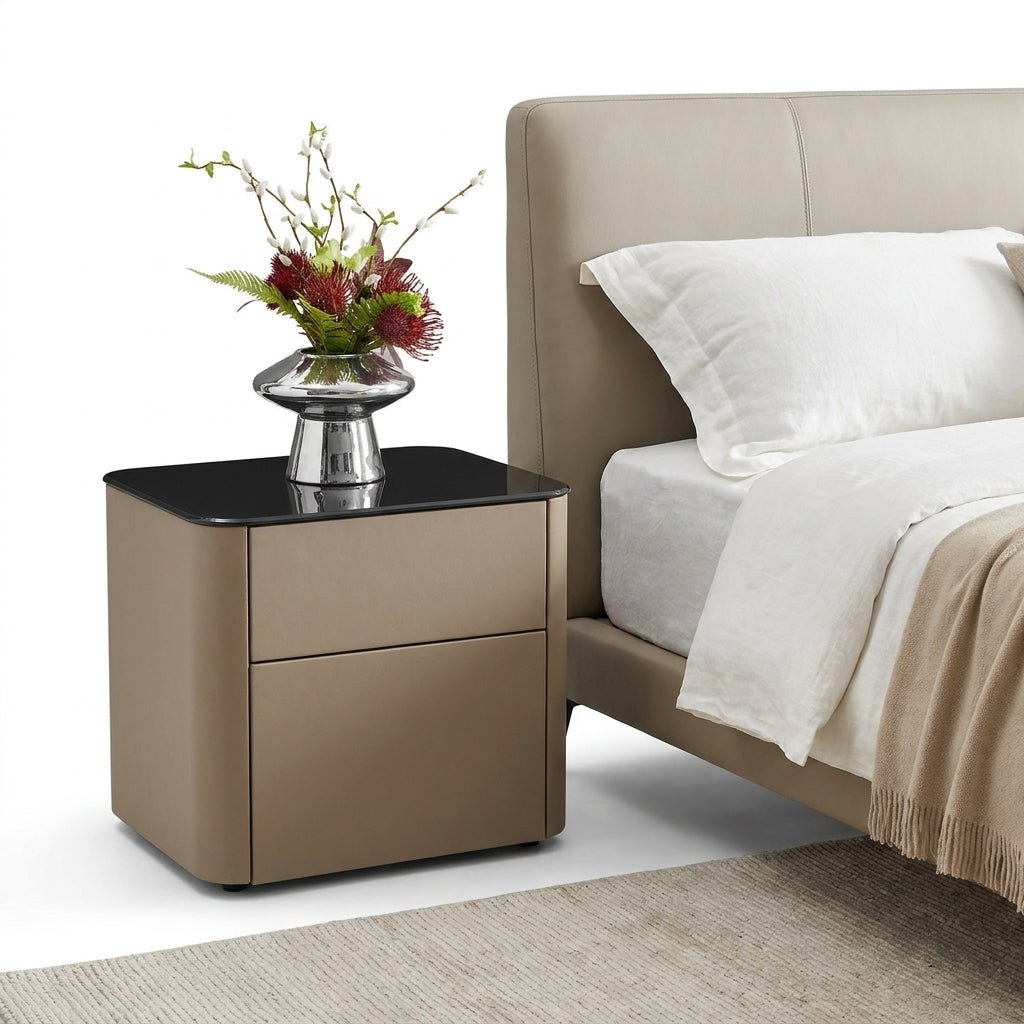 Malaga Two-Drawer Bronze Bedside Table