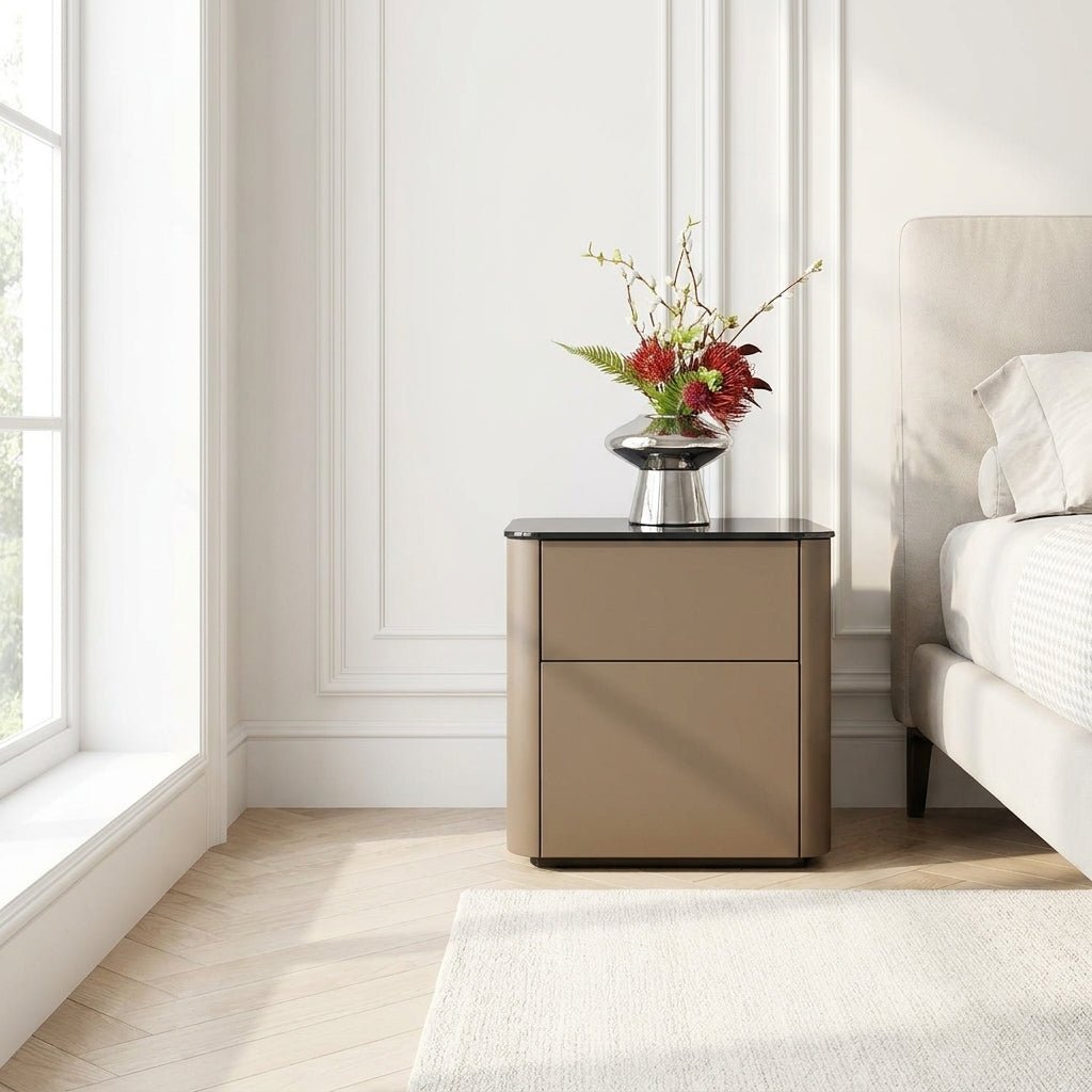Malaga Two-Drawer Bronze Bedside Table