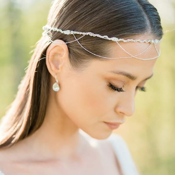 OLYMPIA Crystal Draped Bridal Crown