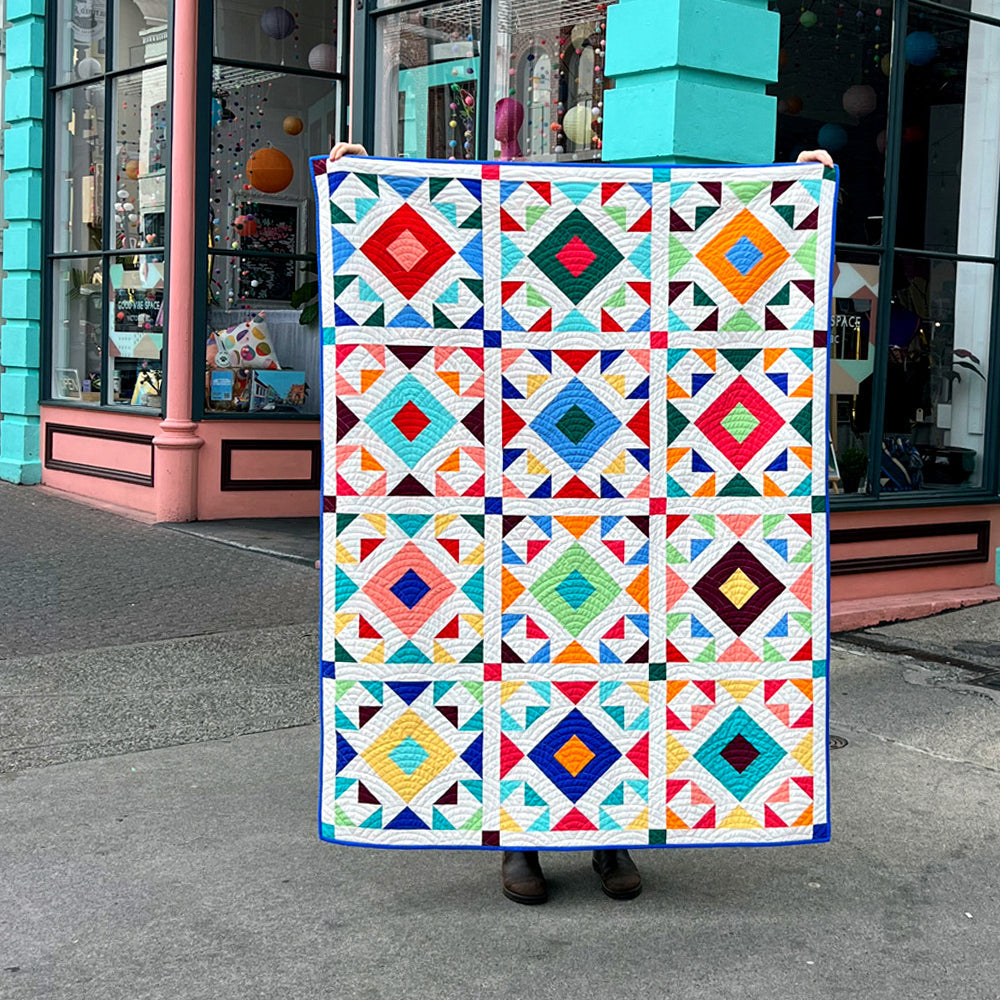 Kit de courtepointe « Étals de marché » avec support et reliure