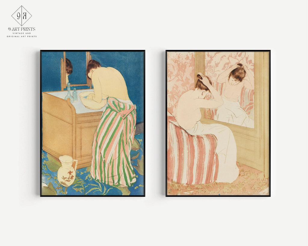 Duo Mary Cassatt - Femme au bain et La Coiffure | | Célèbre œuvre impressionniste disponible encadrée