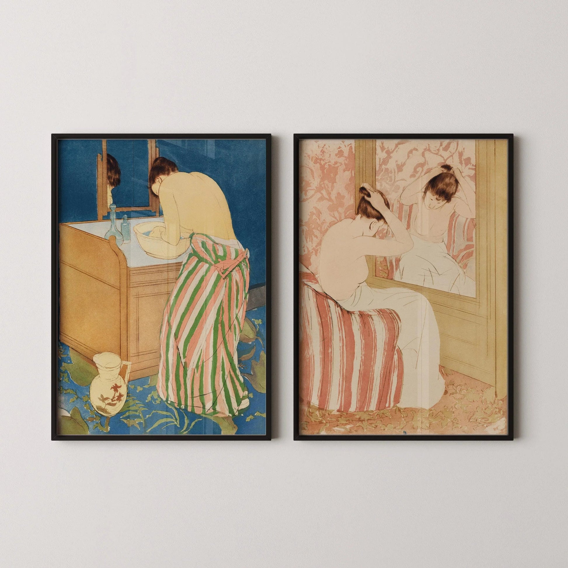 Duo Mary Cassatt - Femme au bain et La Coiffure | | Célèbre œuvre impressionniste disponible encadrée