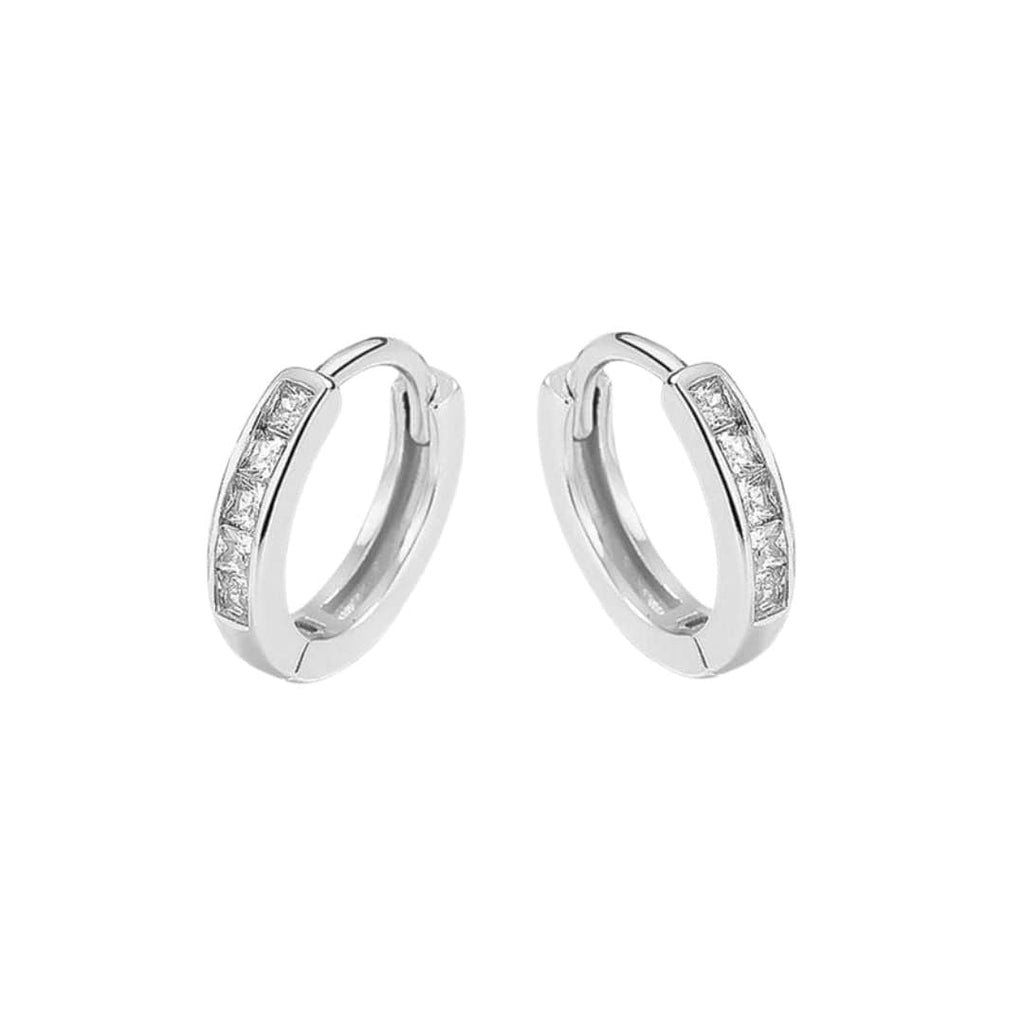 Princess Sterling Silver Huggie Earrings