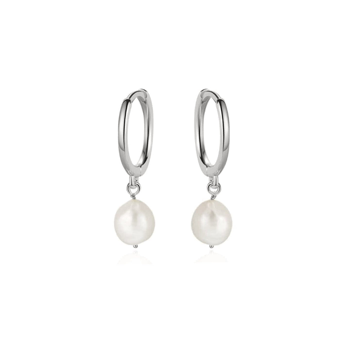 Sterling Silver Baroque Pearl Huggie Earrings