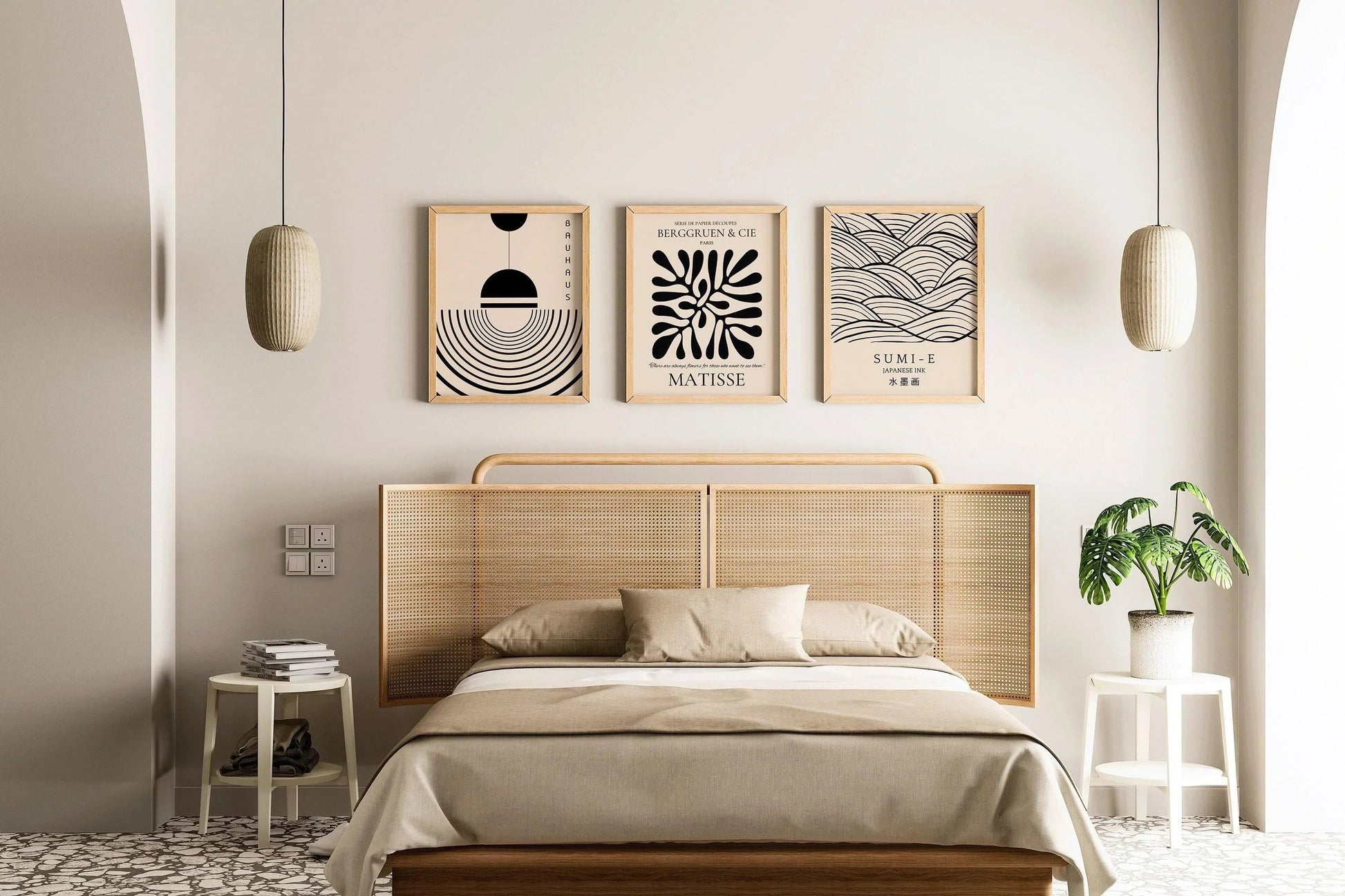 Trio d'affiches Matisse Bauhaus japonaises STATEMENT | Notre ensemble neutre le plus populaire | Disponible encadrées