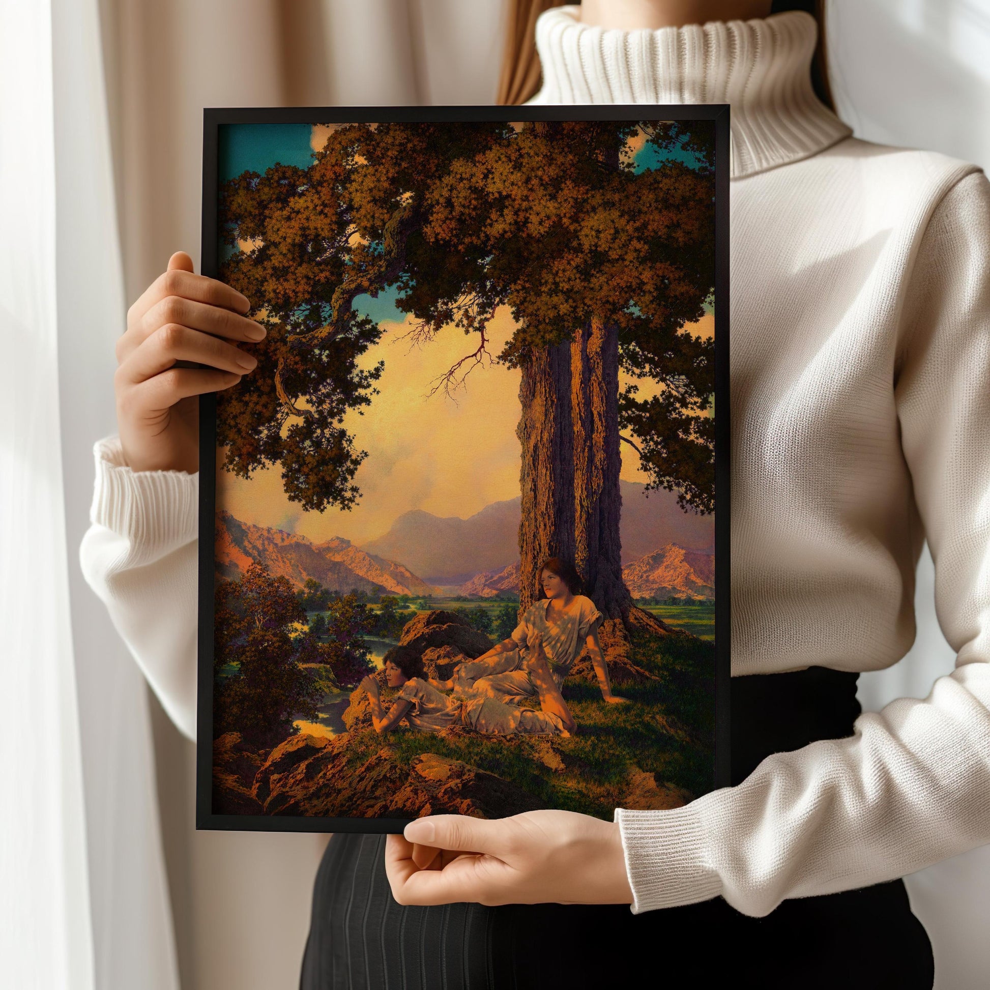 Maxfield Parrish Art Print: Golden Hilltop Reverie (Handframed or Unframed)