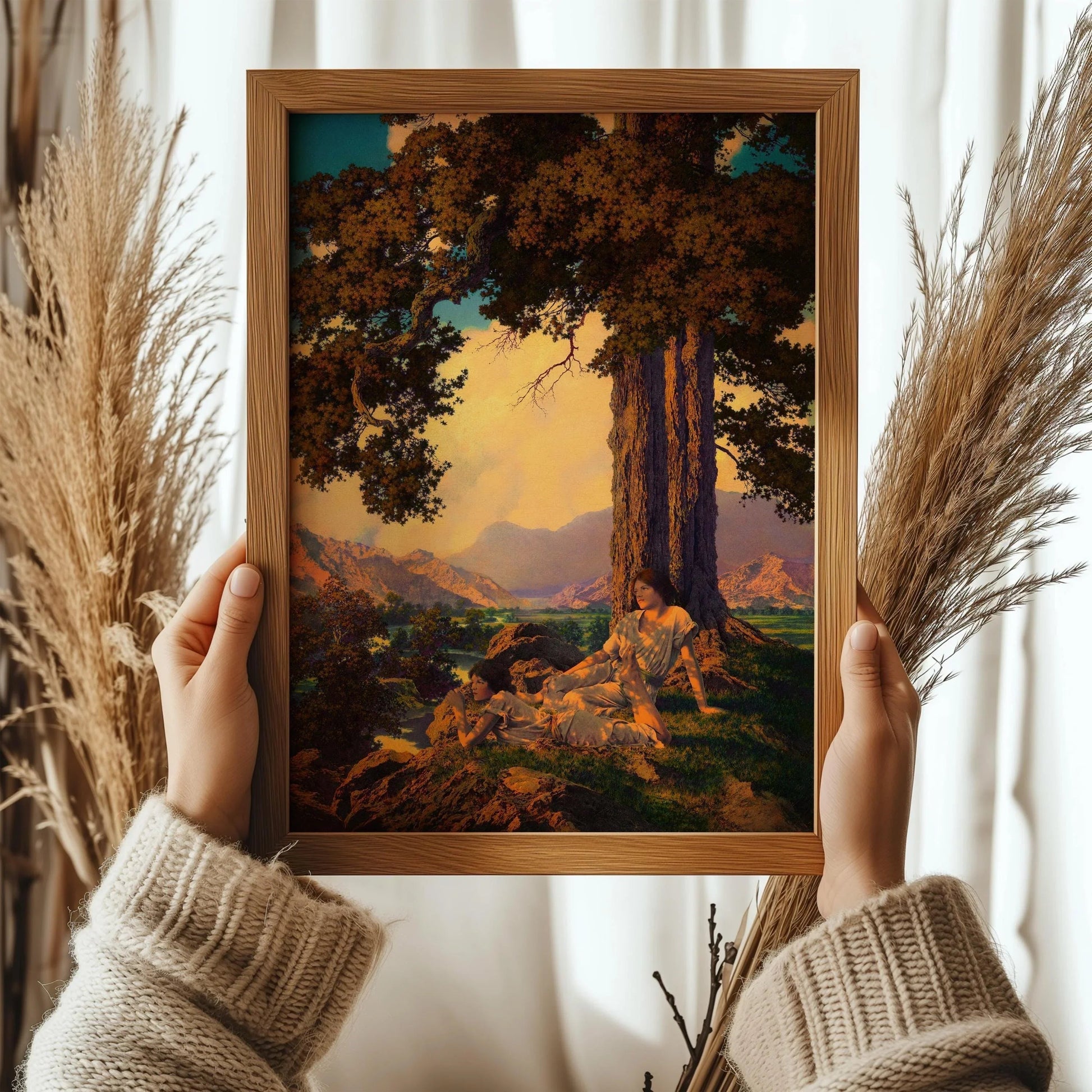 Maxfield Parrish Art Print: Golden Hilltop Reverie (Handframed or Unframed)