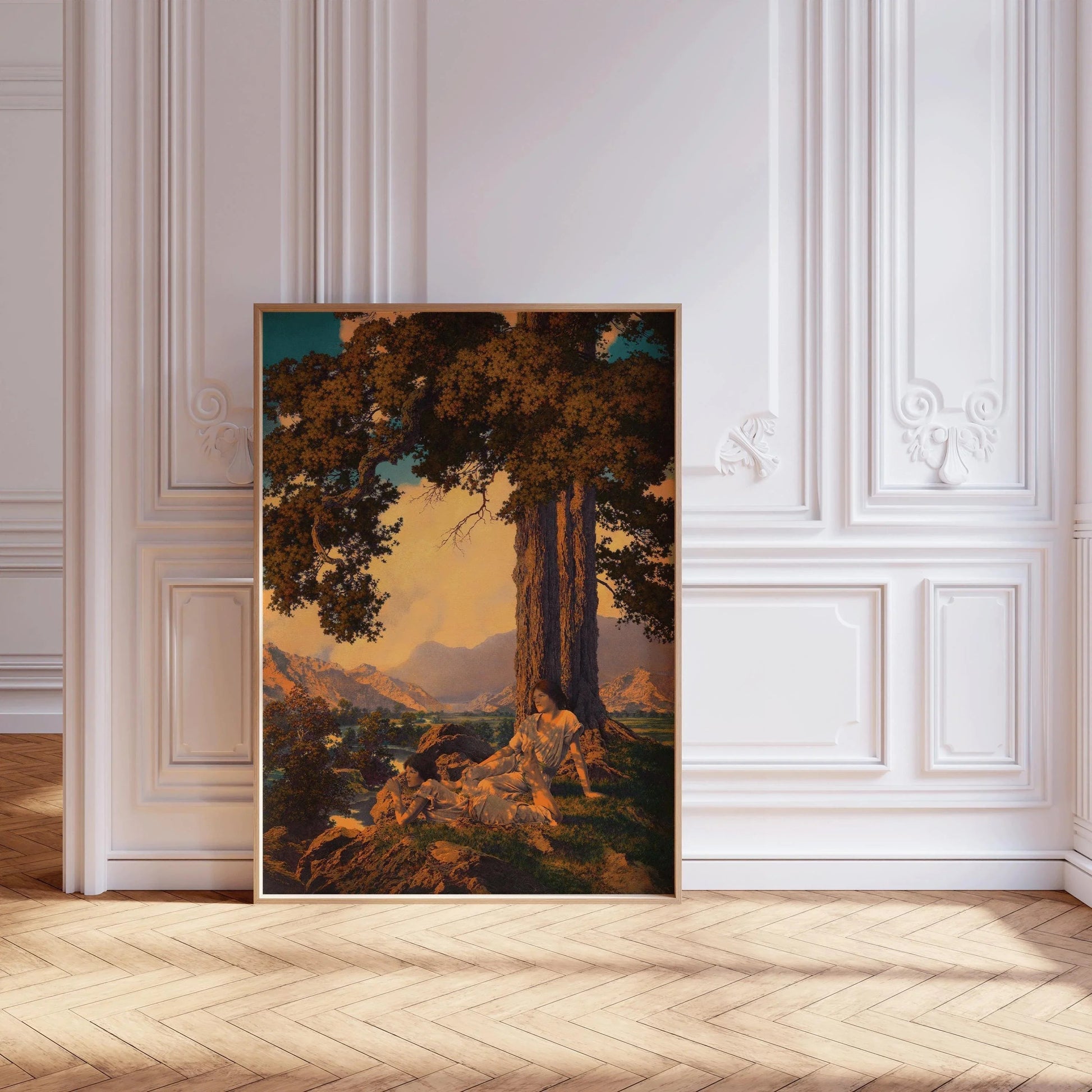Maxfield Parrish Art Print: Golden Hilltop Reverie (Handframed or Unframed)