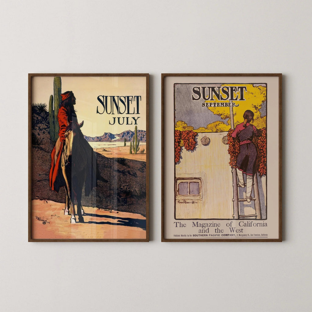 Illustration de couverture du magazine Sunset de Maynard Dixon : art western et amérindien