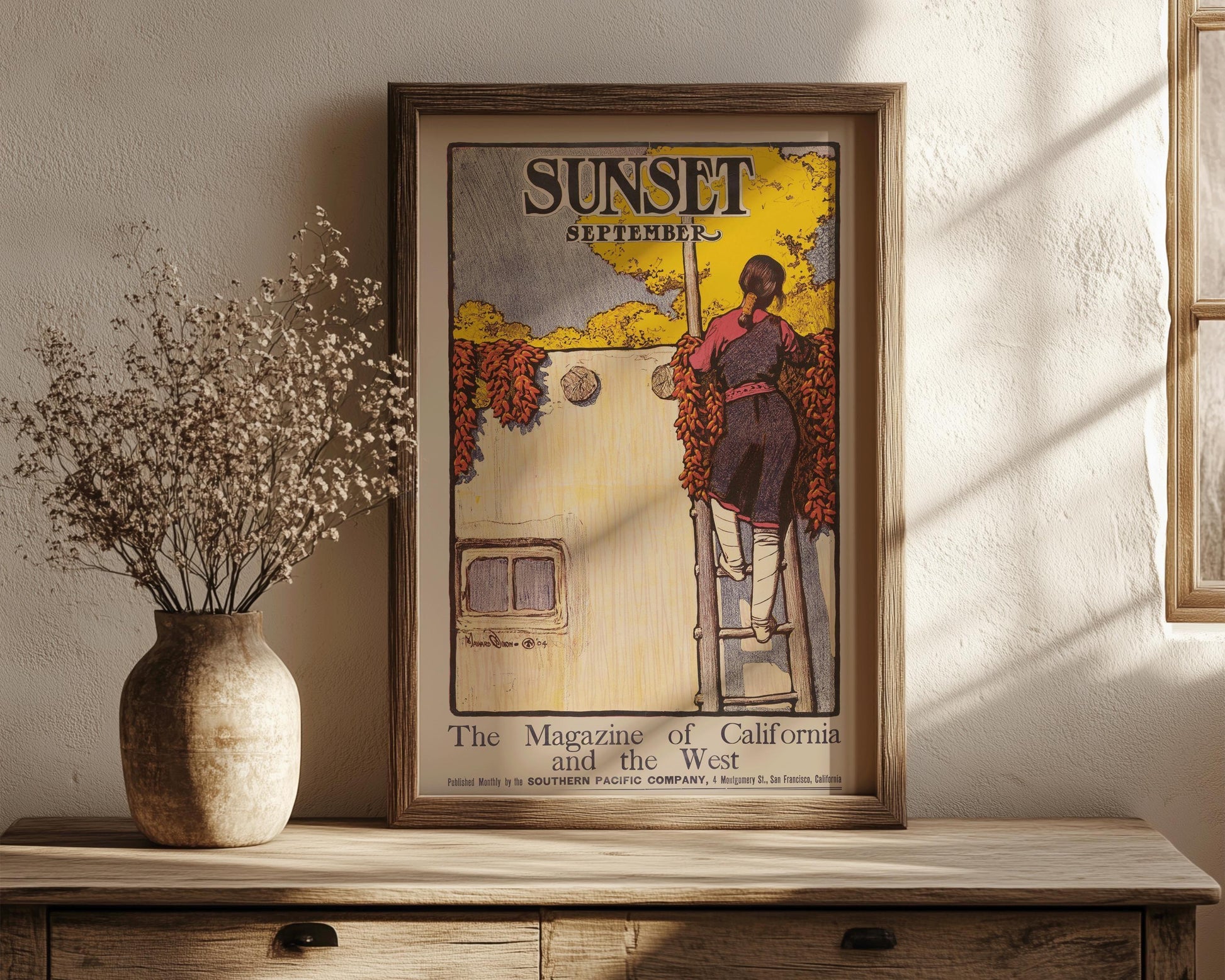 Illustration de couverture du magazine Sunset de Maynard Dixon : art western et amérindien