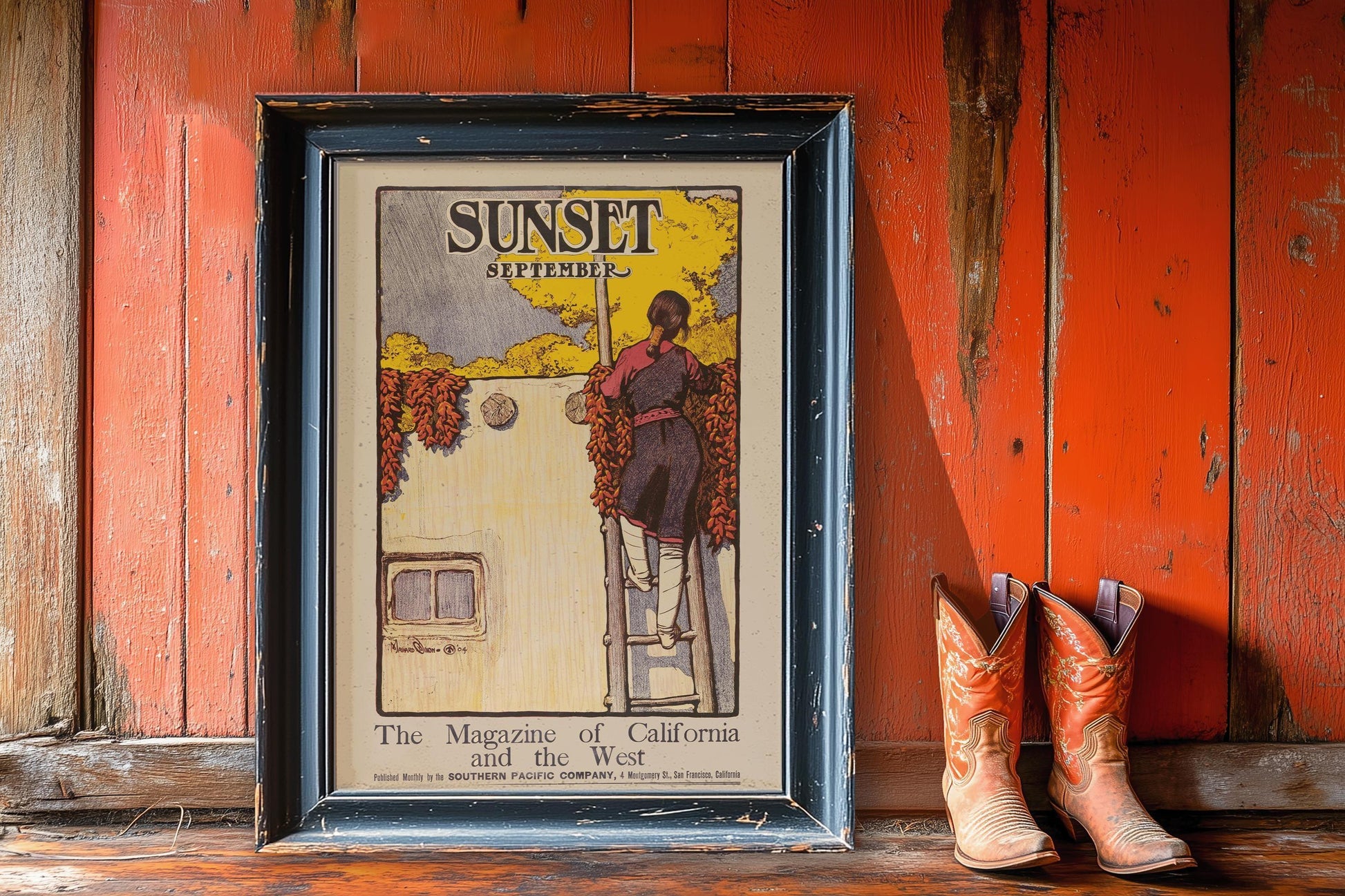 Illustration de couverture du magazine Sunset de Maynard Dixon : art western et amérindien