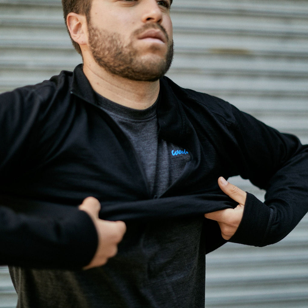 Men's 100% Merino Wool 1/4 Zip Baselayer Pullover 190 GSM - Midweight