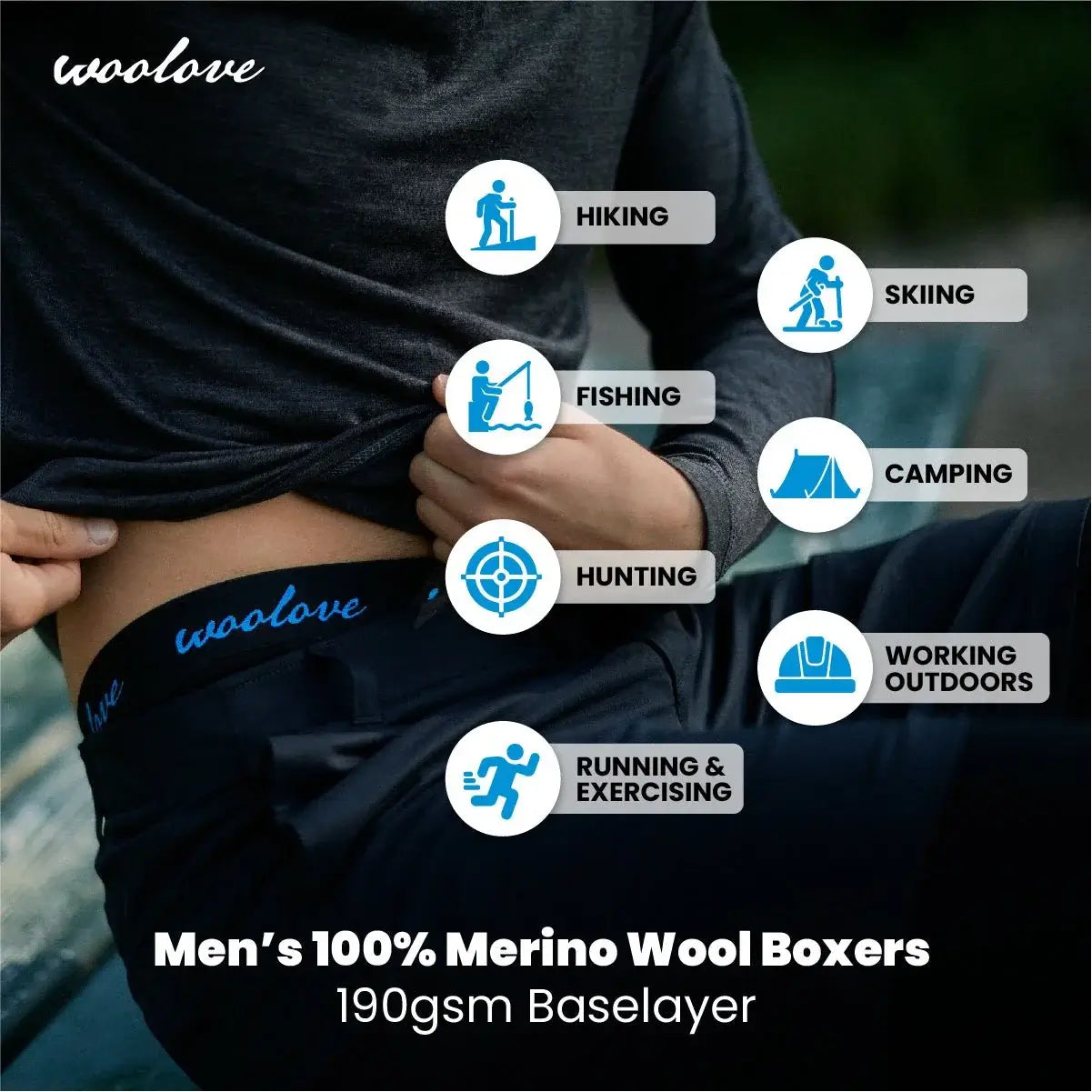 Men's 100% Merino Wool Boxer Brief Underwear