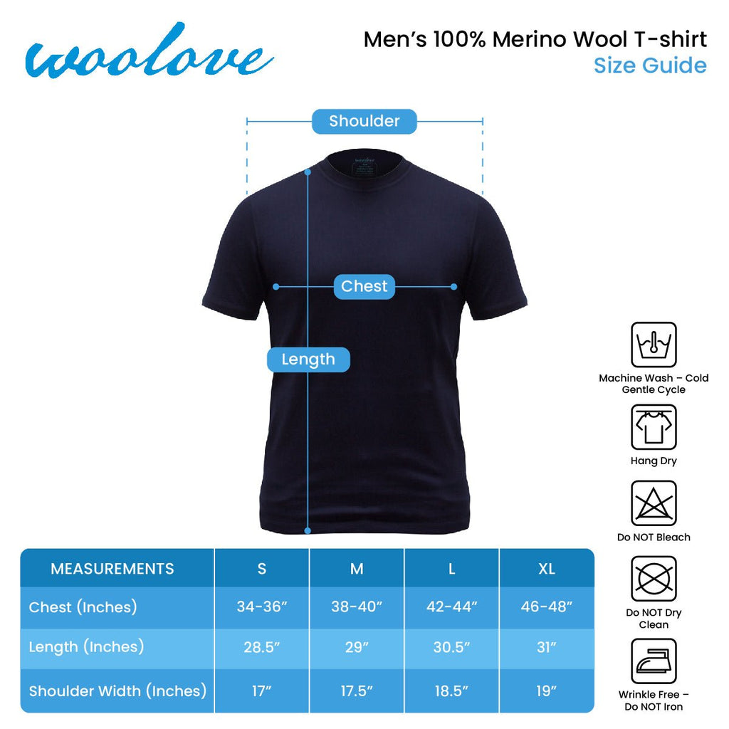 T-shirt à manches courtes pour homme, 100 % laine mérinos, 180 g/m² - Léger 