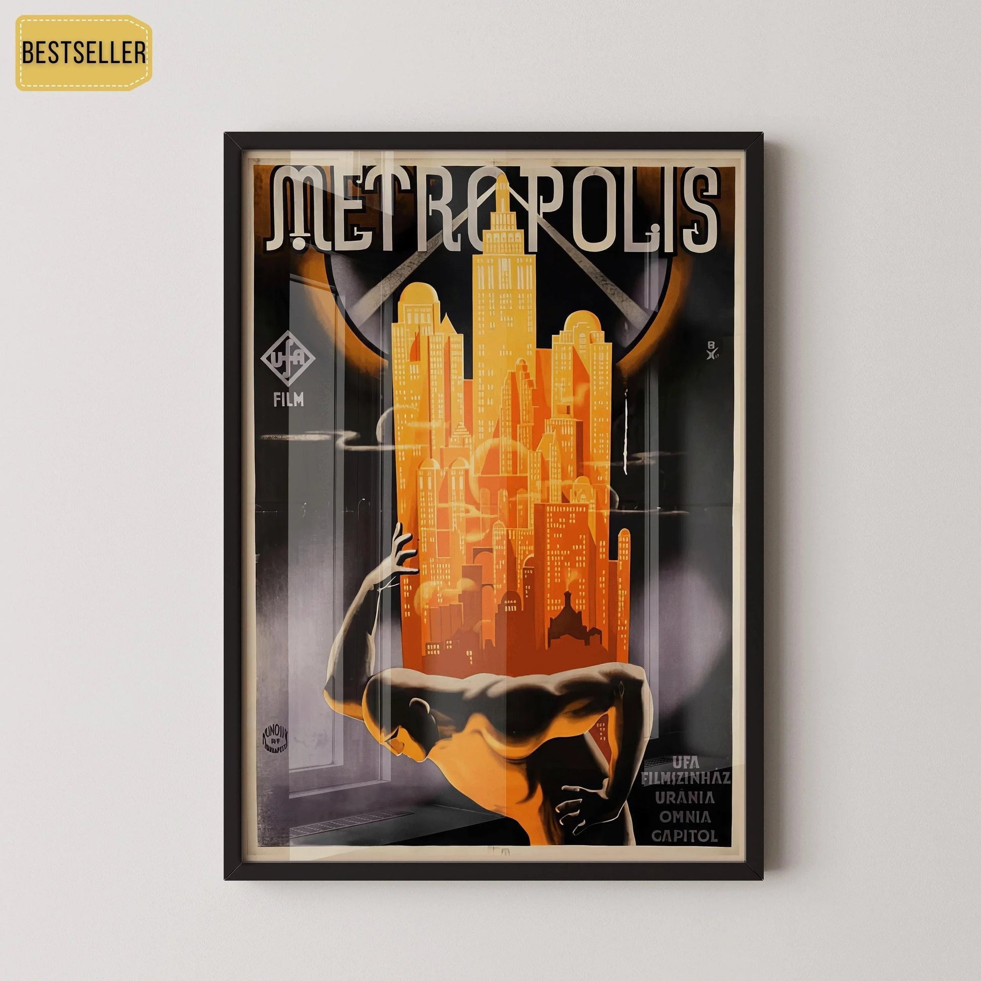 Metropolis (1927) | Affiche de film vintage (disponible encadrée à la main ou non encadrée)