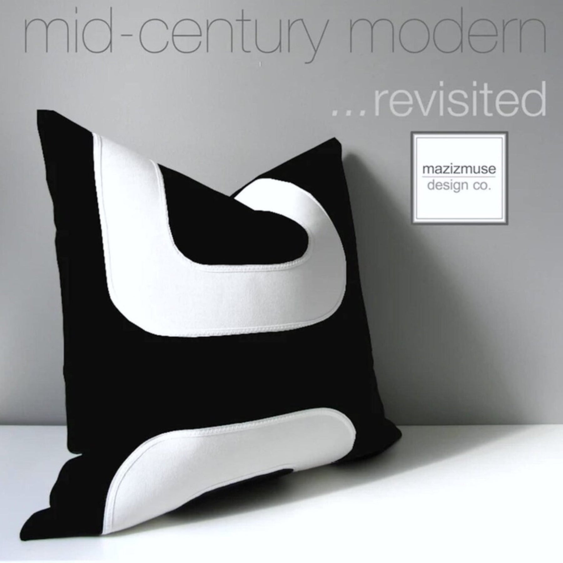 Housse de coussin d'extérieur Sunbrella noir et blanc, coussin moderne du milieu du siècle
