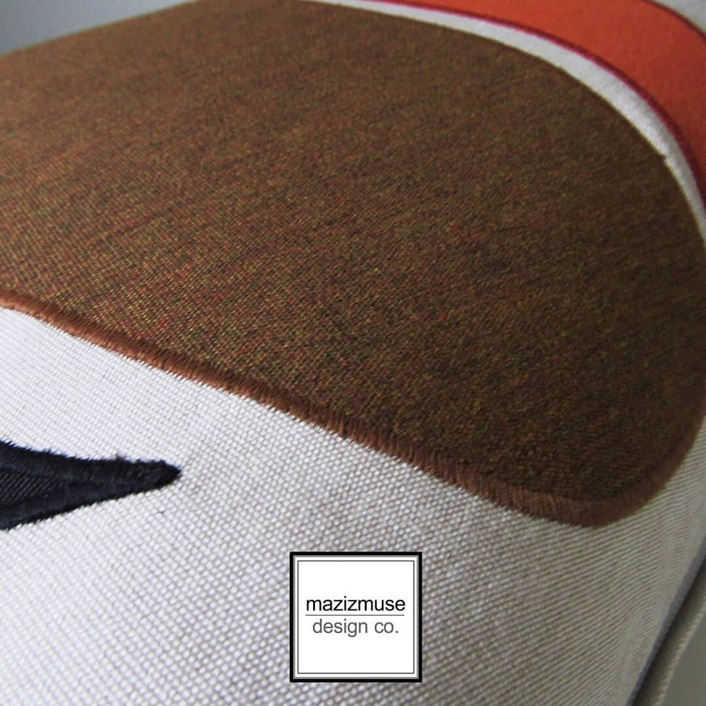 Coussin d'extérieur abstrait Sunbrella, coussin orange brûlé moderne