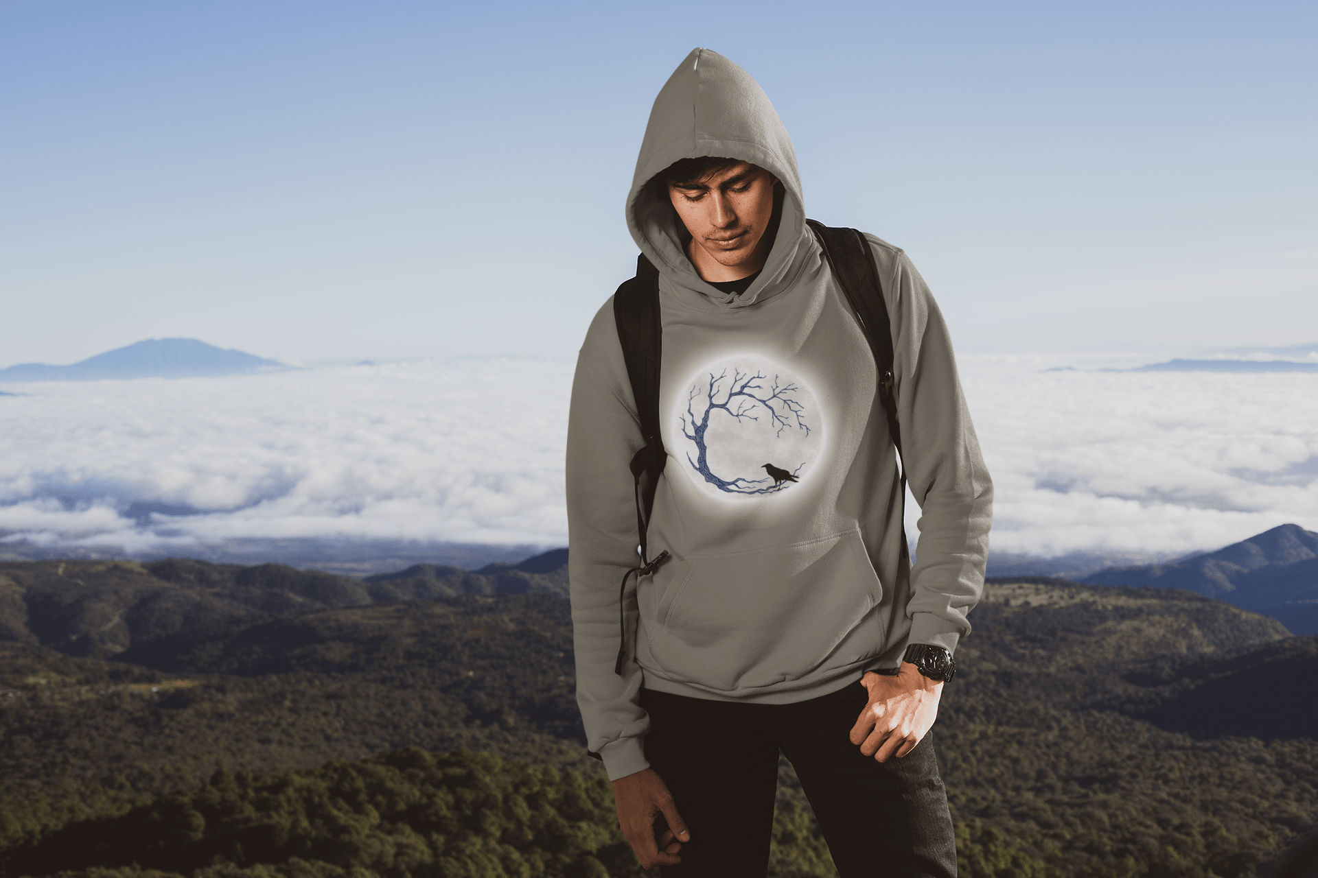 Midnight Crow Hoodie – Ocean Positive Fleece, Printed in Canada