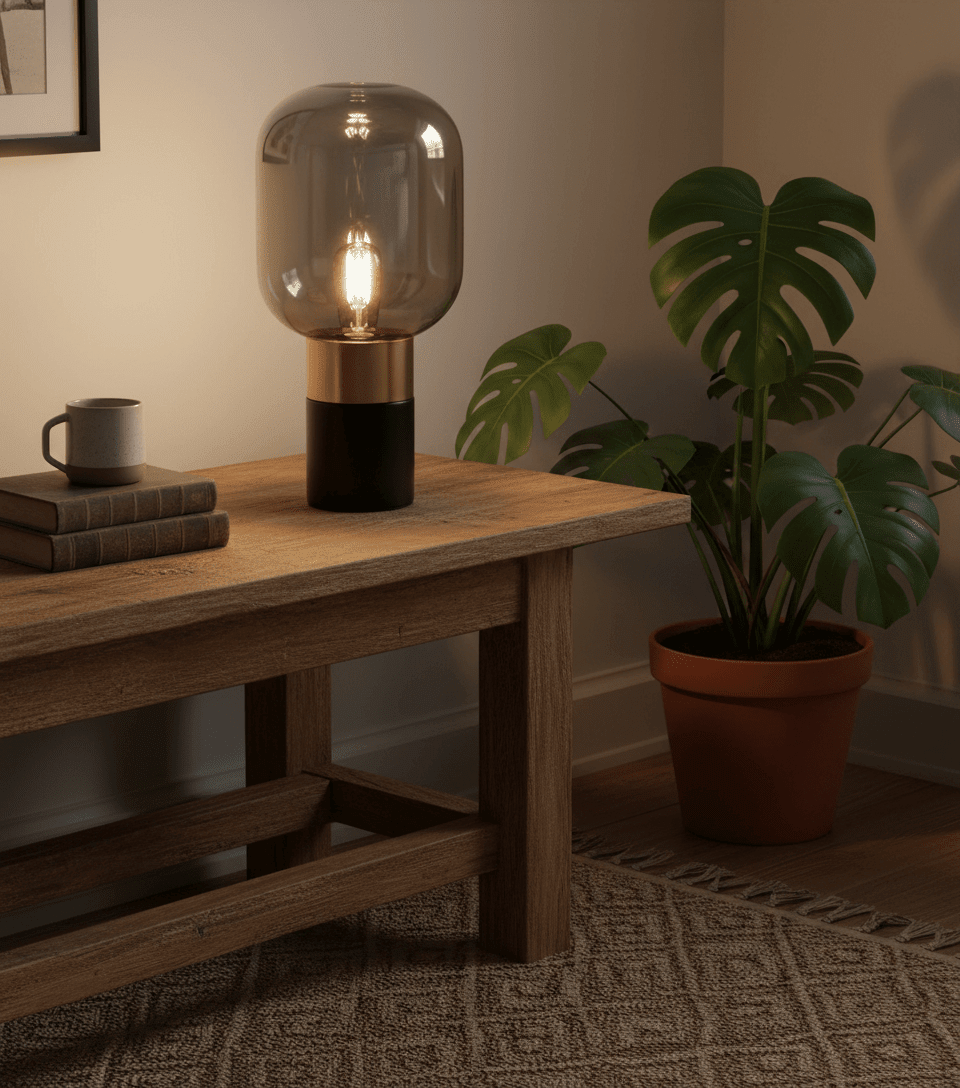 Midnight Smoke & Brass Table Light