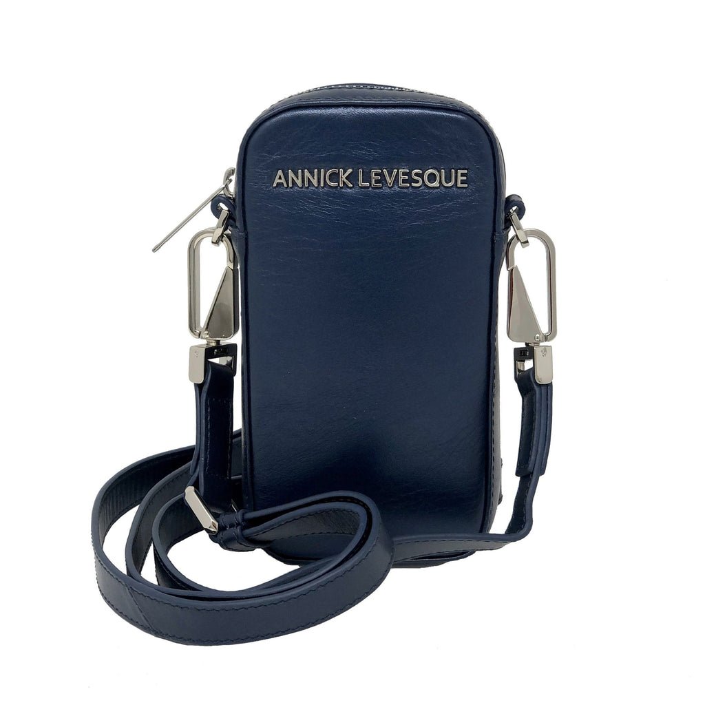 Small Navy Blue Leather Crossbody Bag | Marie-Pierre