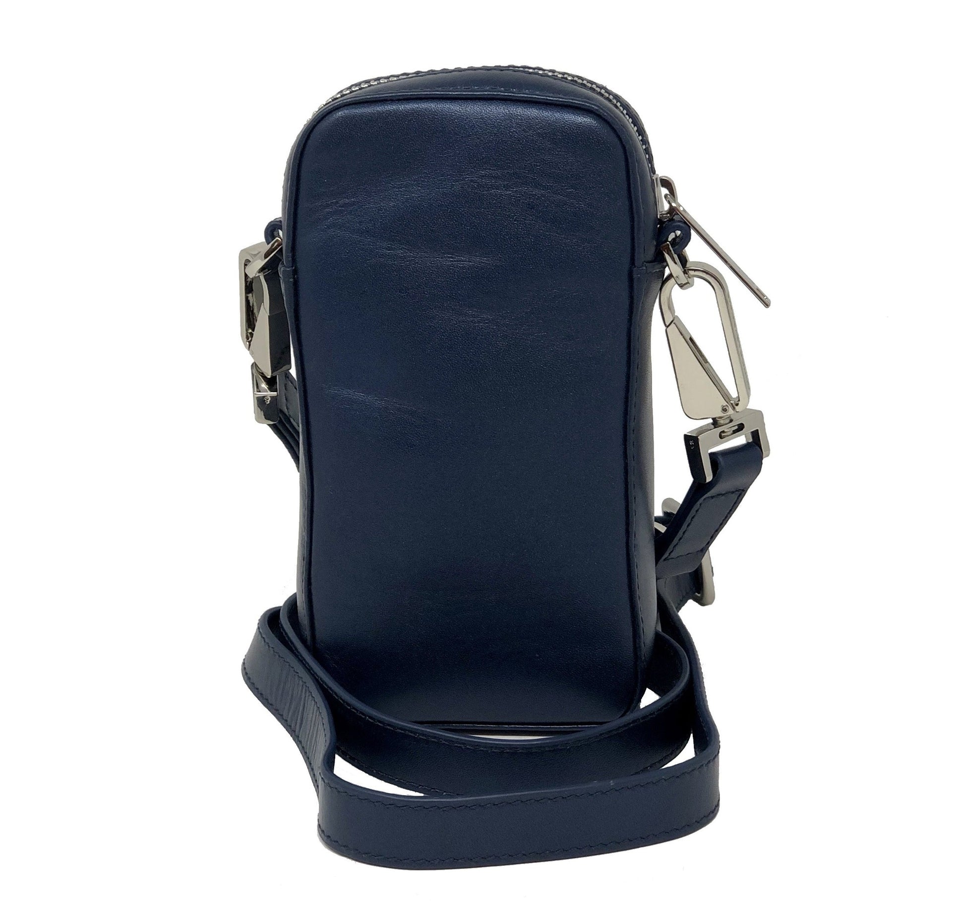 Small Navy Blue Leather Crossbody Bag | Marie-Pierre