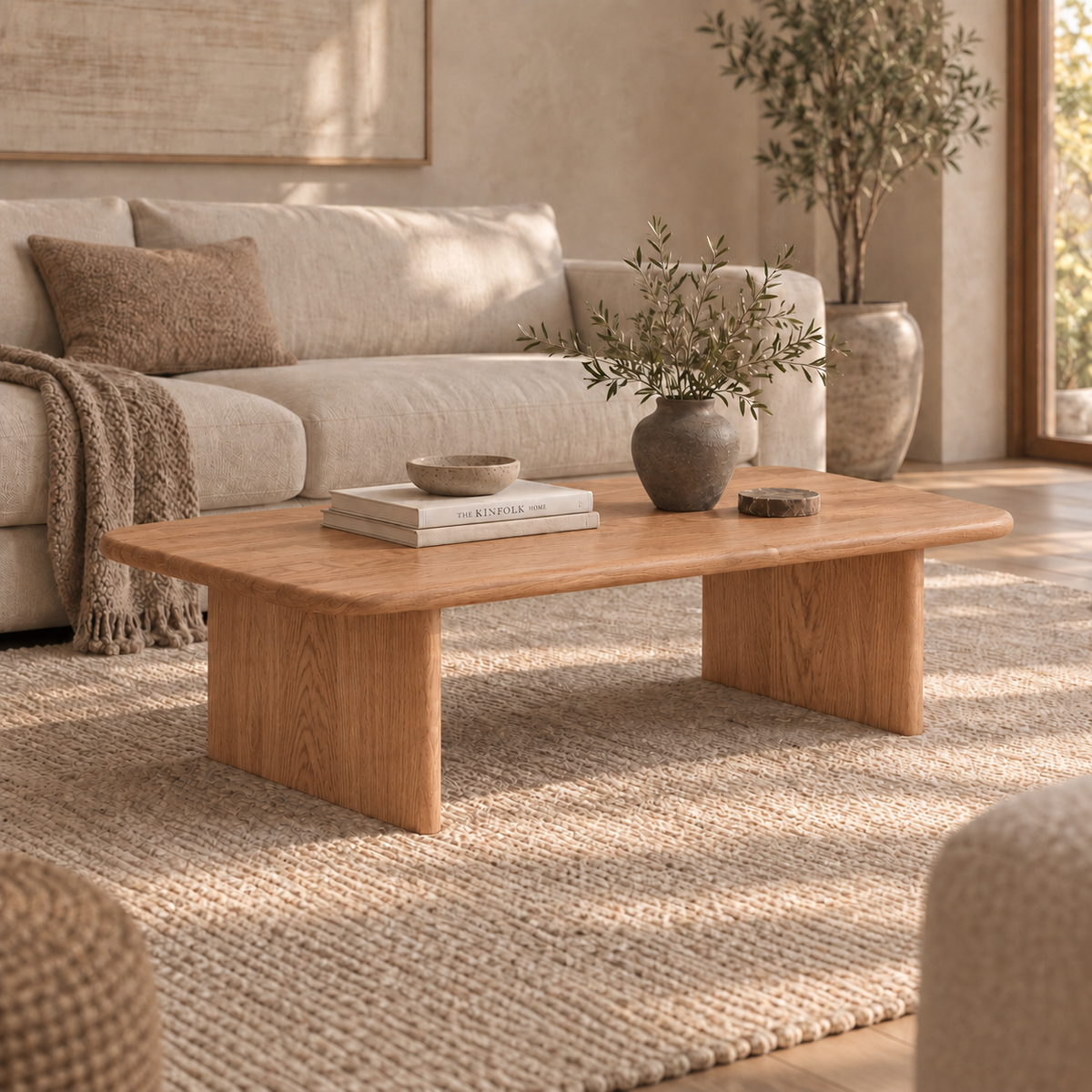 60 Inch Coffee Table in Red Oak