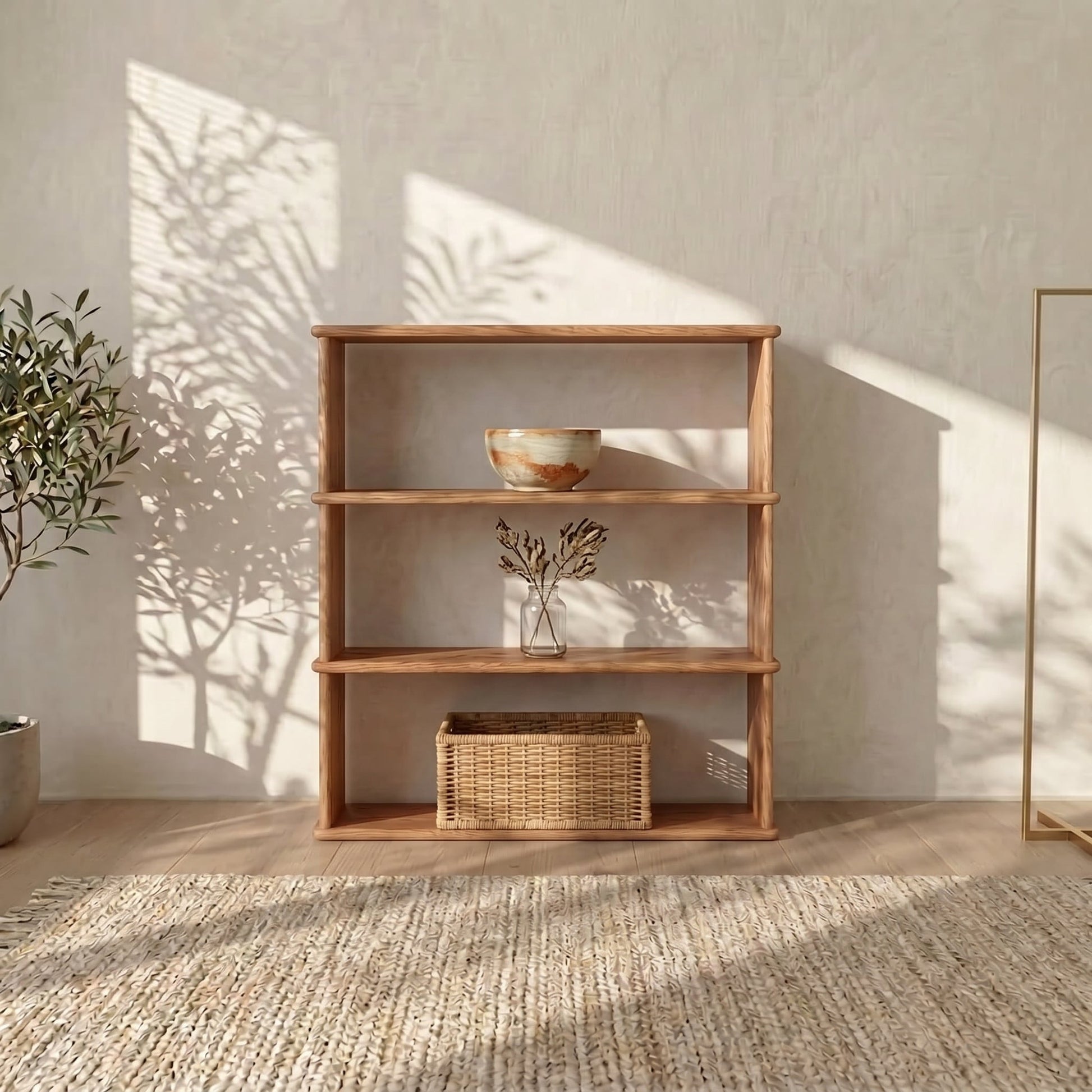 3 shelf bookcase in red oak