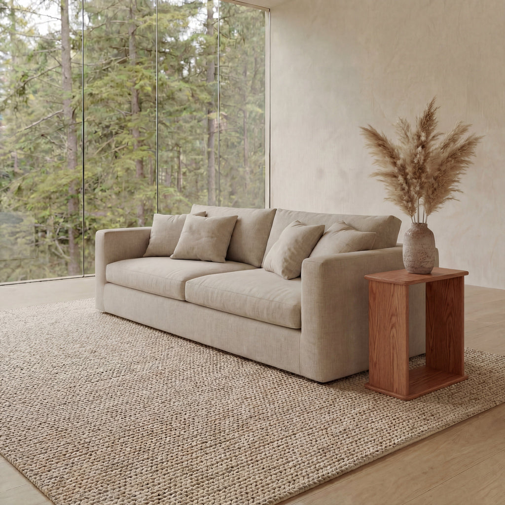 Side table in red oak