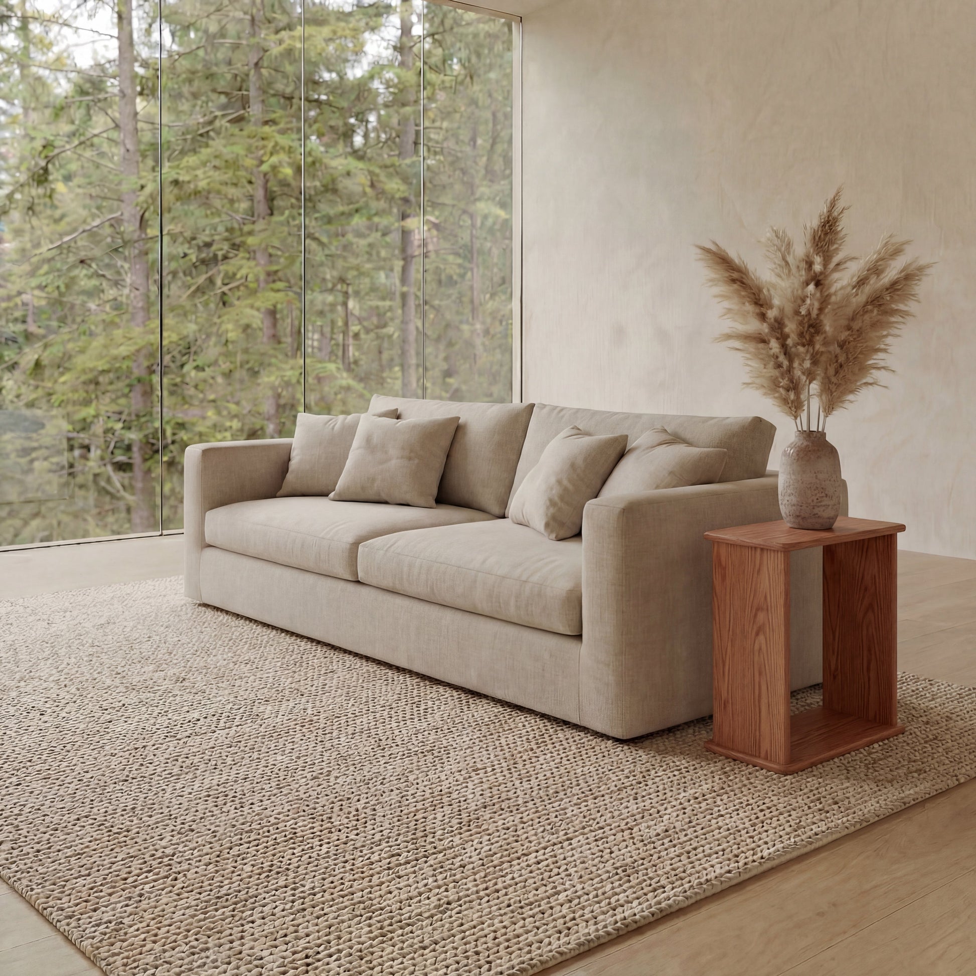 Side table in red oak