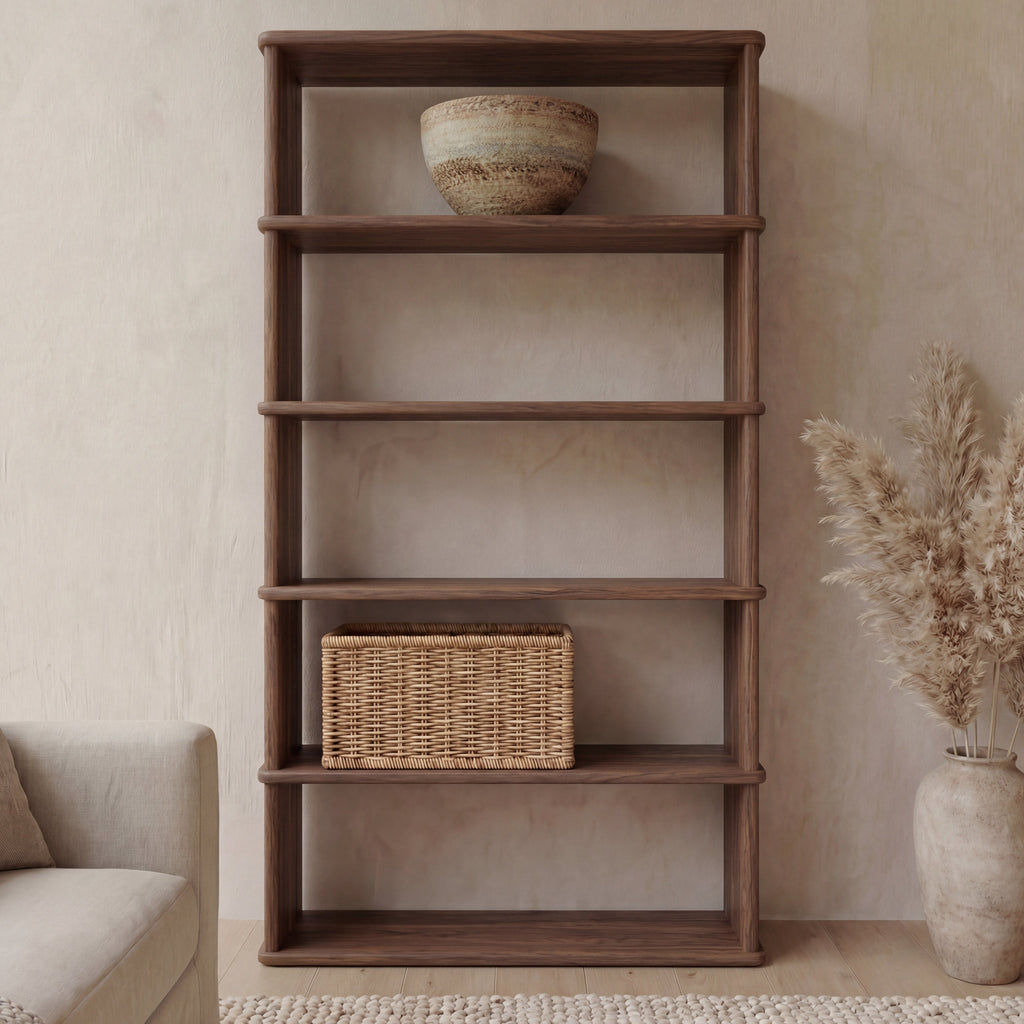 5 shelf bookcase in walnut
