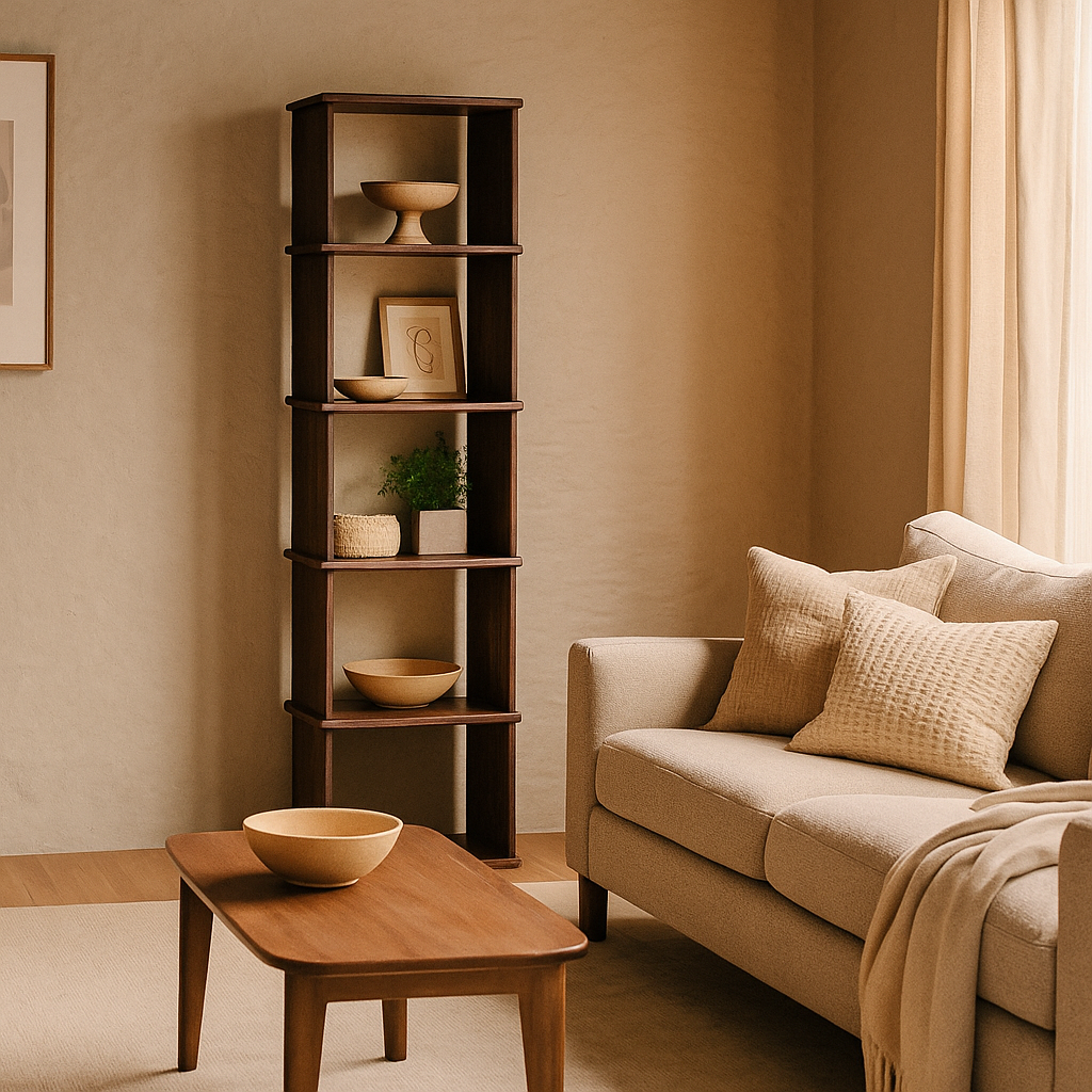Narrow bookshelf in walnut