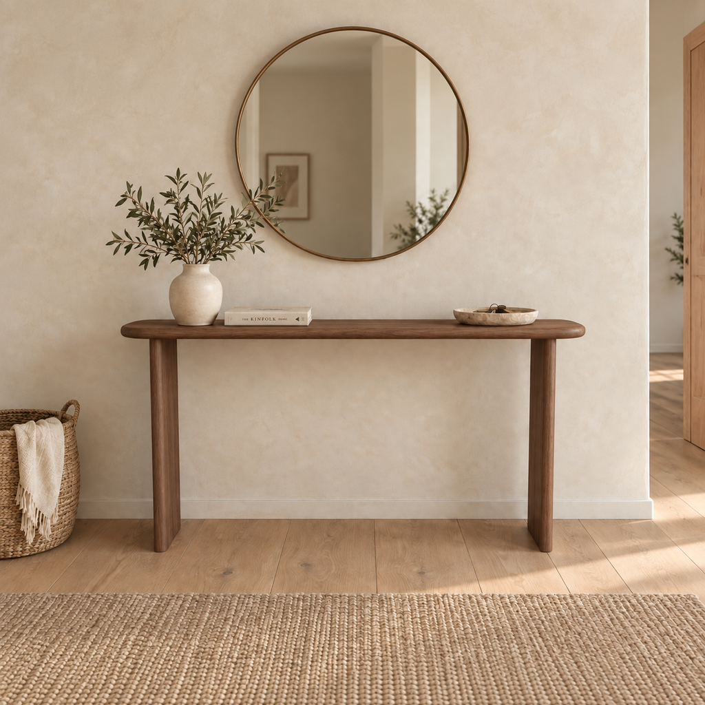 Narrow console table in walnut