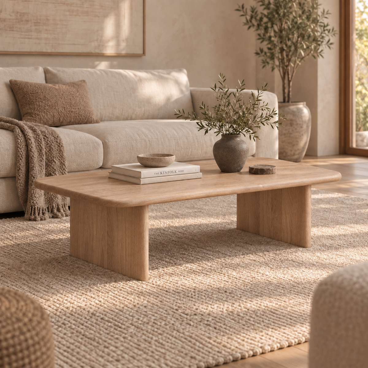 60 Inch Coffee Table in White Oak