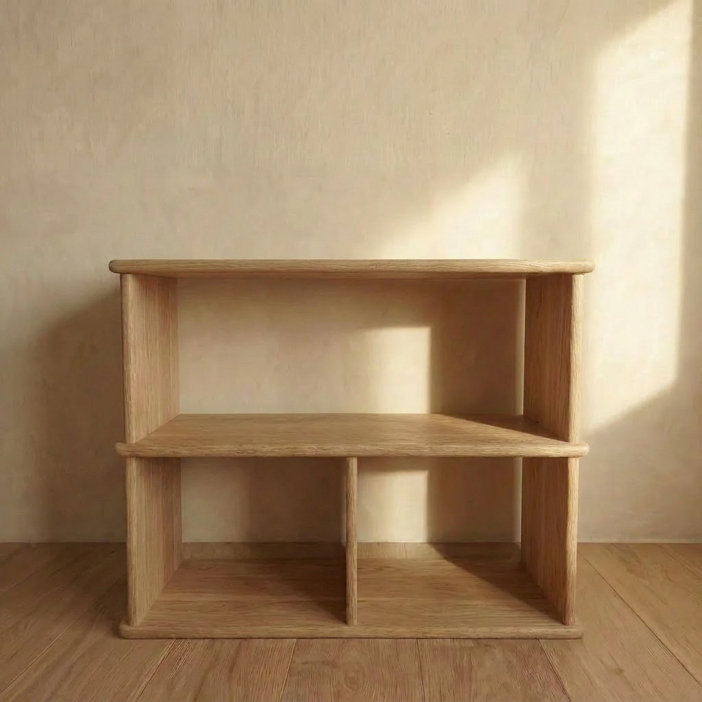 Console bibliothèque en chêne blanc