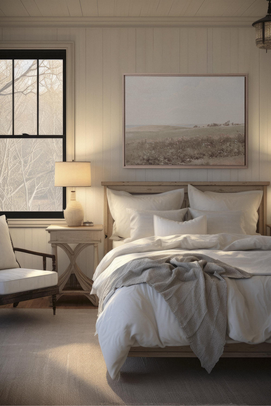 Muted Green Meadow, Stretched Canvas Artwork