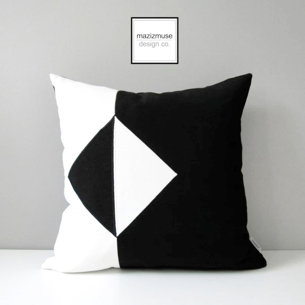 Housse de coussin Sunbrella géométrique noire et blanche moderne, housse de coussin d'extérieur